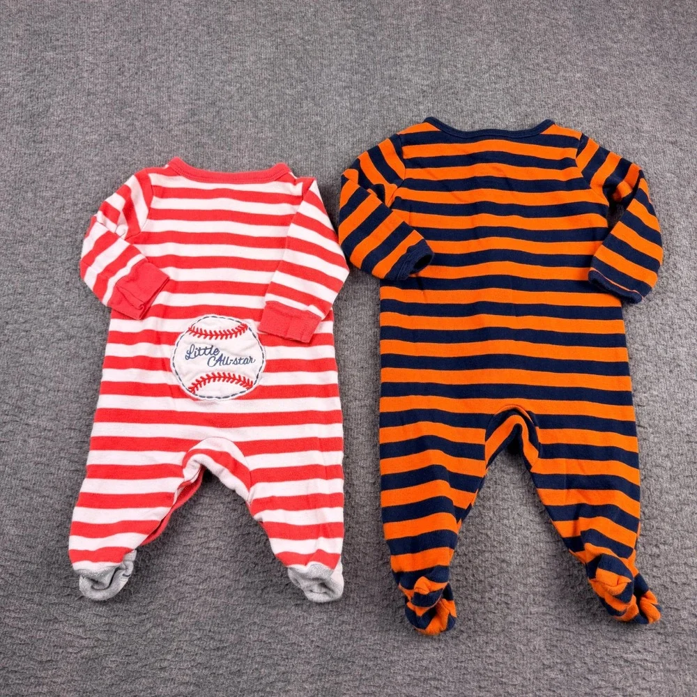 H&M Carters Baby Boy 6pc Bundle 0-3M Sleepers Bodysuit Romper Sweatshirt‎ Set
